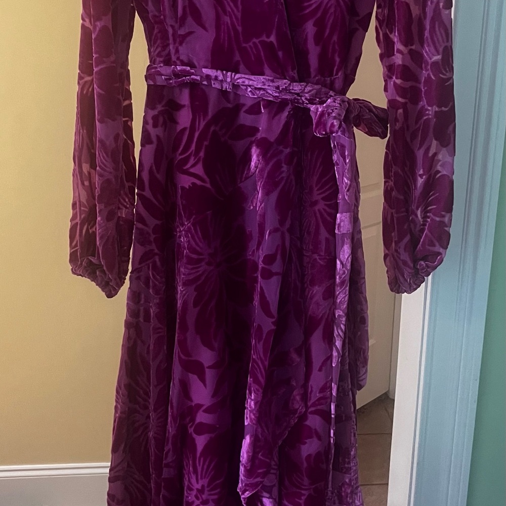 Floral Velvet Burnout Wrap Dress